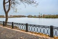 The last autumn leaves on the Volga embankment in Tver