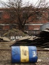 The last barrel of oil in abandonned station in Belgrade Royalty Free Stock Photo