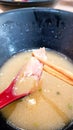 Last bite of wagyu steak ramen Royalty Free Stock Photo