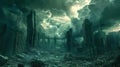 Last Breath of a Metropolis: Post-Apocalyptic Wasteland./n
