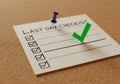 Last Day Checklist on Corkboard Royalty Free Stock Photo