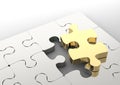 Last golden puzzle piece to complete a jigsaw. . Concept of business solution Royalty Free Stock Photo