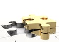 Last golden puzzle piece to complete a jigsaw. . Concept of business solution Royalty Free Stock Photo