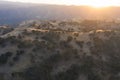 Aerial View of Northern California Hills and Sunset Royalty Free Stock Photo