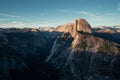 Last light of the day in the Yosemite Valley. Beautiful sunset over the Half Dome in one of the most gorgeous national
