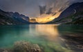 Last light at St. Mary Lake, Glacier national park, MT Royalty Free Stock Photo