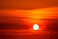 last light of sunset on sky and silhouette red cloud