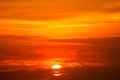 last light of sunset on sky and silhouette red cloud