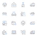 Last mile delivery line icons collection. Logistics, Shipping, Courier, Fulfillment, Dispatch, Transportation, Fleet