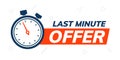 Last minute deal promo banner. Special last minute offer buy logo icon countdown Royalty Free Stock Photo