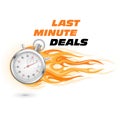 Last minute deals, hurry up - stopwatch in flame icon, hot offer