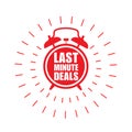 Last minute deals sticker or label - sale badge with alarm clock Royalty Free Stock Photo