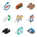 Last minute discount icons set, isometric style