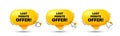 Last minute offer. Special price deal sign. Click here buttons. Vector