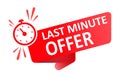 Last minute offer flag icon timer vector image. Royalty Free Stock Photo