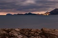 Last minuts of sunset over the Adriatic sea in Croatia Royalty Free Stock Photo