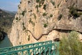 The last part of the famous Caminito del Rey. An old bridge on the rocks. Royalty Free Stock Photo