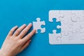 Last piece jigsaw in hand,Concept success of business. Royalty Free Stock Photo