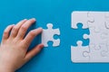 Last piece jigsaw in hand,Concept success of business. Royalty Free Stock Photo