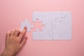 Last piece jigsaw in hand,Concept success of business. Royalty Free Stock Photo
