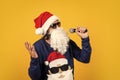 Last preparations. celebrate winter holidays. christmas songs. xmas shopping time. prepare gifts and presents. karaoke Royalty Free Stock Photo