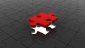 The last puzzle. You are special. Business concept. Red and black puzzles. 3D-rendering.