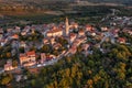 Last rays of light over the town of Visnjan, Istria, Croatia