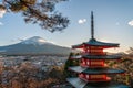 Mount Fuji as seen from the Chureito Pagoda Royalty Free Stock Photo