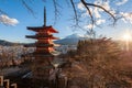 Mount Fuji as seen from the Chureito Pagoda Royalty Free Stock Photo