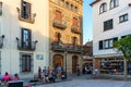 Tossa de Mar, Spain, August 2018. Evening on one of the squares of the old city. Royalty Free Stock Photo
