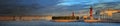 The last rays of sunset over the Neva river and St. Petersburg Royalty Free Stock Photo