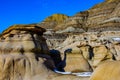 Last snow of the year clings to the Badlands. Drumheller,Alberta,Canada Royalty Free Stock Photo