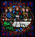 Last Supper on Maundy Thursday - Stained Glass in Tours Royalty Free Stock Photo