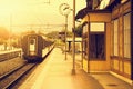 Last train moves away. Royalty Free Stock Photo