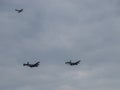 The last two remaining airworthy Avro Lancasters heavy bombers performing a duet in the skies