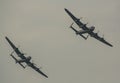 The last two remaining airworthy Avro Lancasters heavy bombers performing a duet in the skies