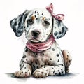 Pink Pastel Headband and Dalmatian Puppy: A Dreamy Duo AI Generated Royalty Free Stock Photo