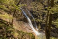 Last waterfall in Canyon Hell in Borovnica throw leaves