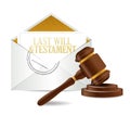 Last will and testament document papers and gavel