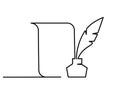 Last will and testament document on scroll outline icon.