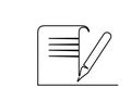 Last will and testament document on scroll outline icon.