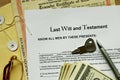 Last will and testament - form ready to sign Royalty Free Stock Photo