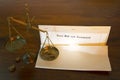 Last Will and Testament with Legal Scales Royalty Free Stock Photo