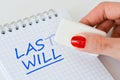 Last will and testament on notebook Royalty Free Stock Photo