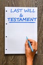 Last will and testament on notebook Royalty Free Stock Photo