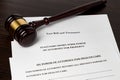 Last will and testament, Power of Attorney, and health care power of attorney forms with gavel. Royalty Free Stock Photo