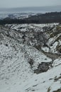 Last winding and snowy section of the Nervion River before reaching one of the highest waterfalls in Europe. Landscapes Nature Riv Royalty Free Stock Photo