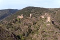 Lastours castles in cathar mountain
