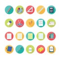 Lat icons set of back to school concept.