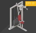 Lat pulldown isometric vector illustration